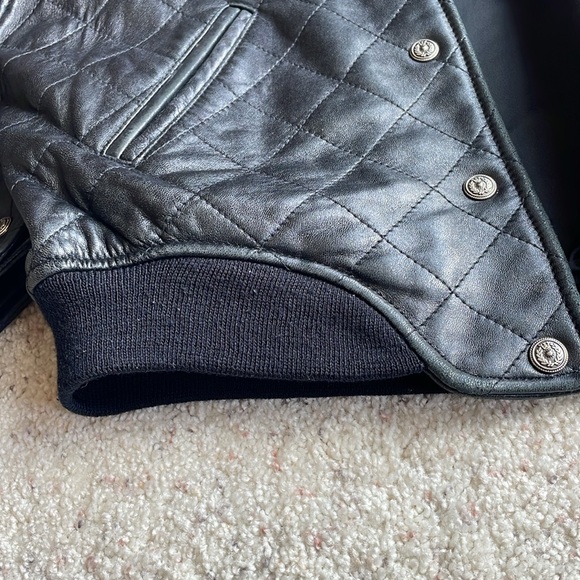 QUILTED LEATHER BOMBER JACKET - Picture 6 of 14